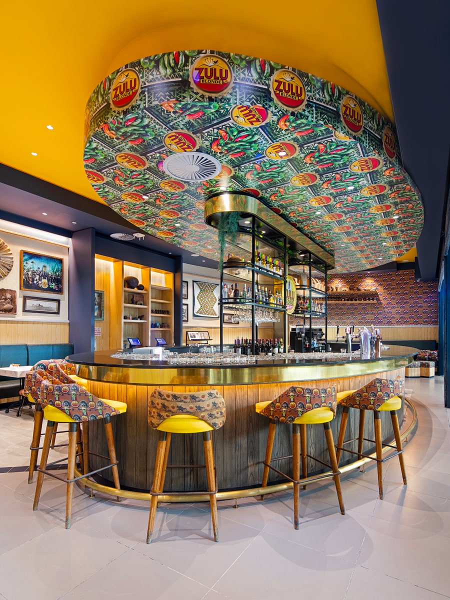 Sphere Design and Architecture Retail Food and Beverage Interiors Zululand Brewing Company King Shaka International Airport Bar Beer Tap