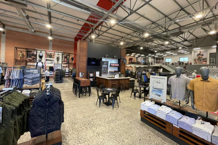 Sphere Design and Architecture Retail Interiors Jonsson Workwear Durbanville Retail space with coffee shop